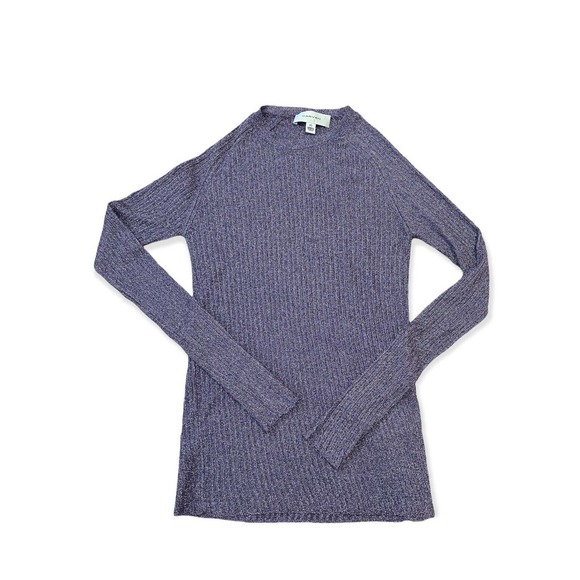 Carven Purple Metallic Ribbed Knit Sweater XS - Picture 1 of 5